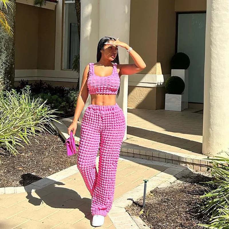 

Женский комплект из двух предметов, повседневный однотонный костюм с квадратным воротником и свободные прямые брюки с высокой талией, женский костюм в уличном стиле