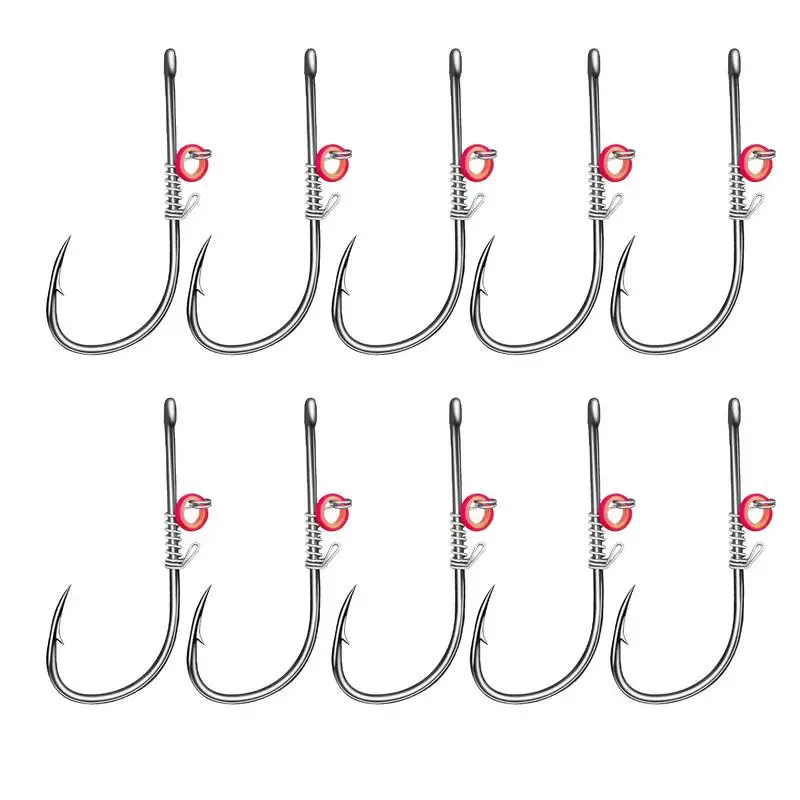 Fishing Accessories Fishing Hook Fishing Tackle Fishing Bait 10Pcs/Set Live Shrimp Bait Hooks Carbon Steel Barbed Fishhook with Hole Catfish Bass Fishing Hook Fishing Tackle Soft Lures