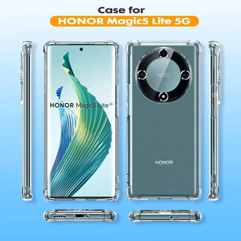Shockproof Transparent Silicone Phone Case - Airbag Design, Soft TPU Cover