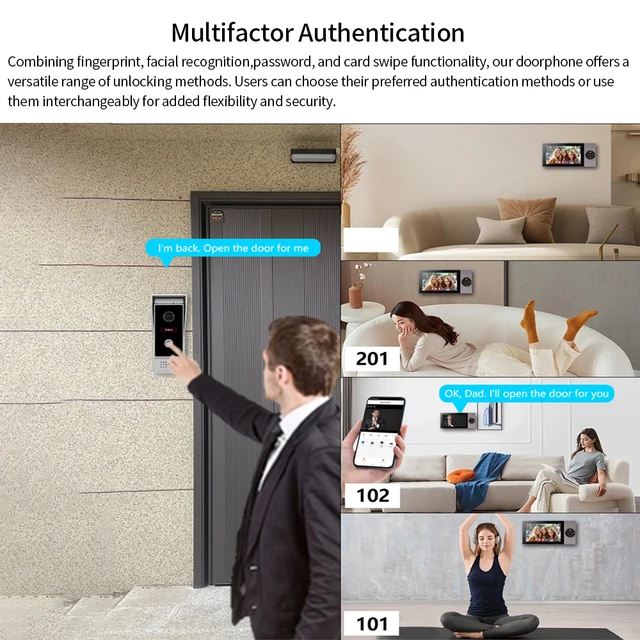 Tuya Smart Video Intercom System 7" 1080P IP65, Dual Connection (WiFi/Wired) with Alexa/Google Home, Commercial/Residential Door 2