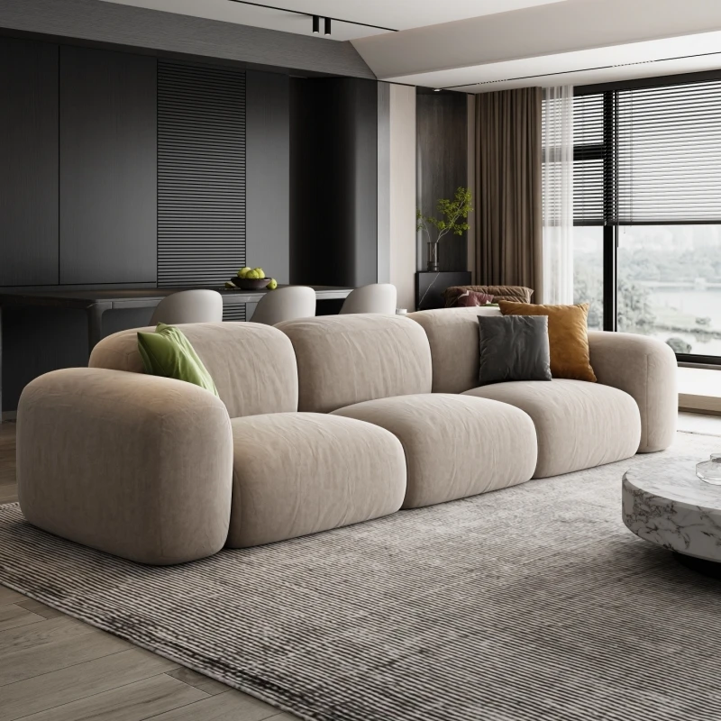 

New Year Living Room Modern Corner Latex Straight Italian Minimalist Sofa