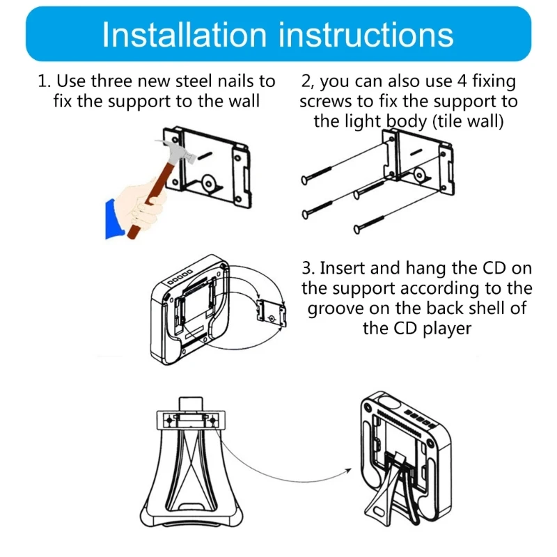 CDs Player with Bluetooth-compatible Connectivitys Speakers Portable for Car and Home Use Includes Remote USB H8WD
