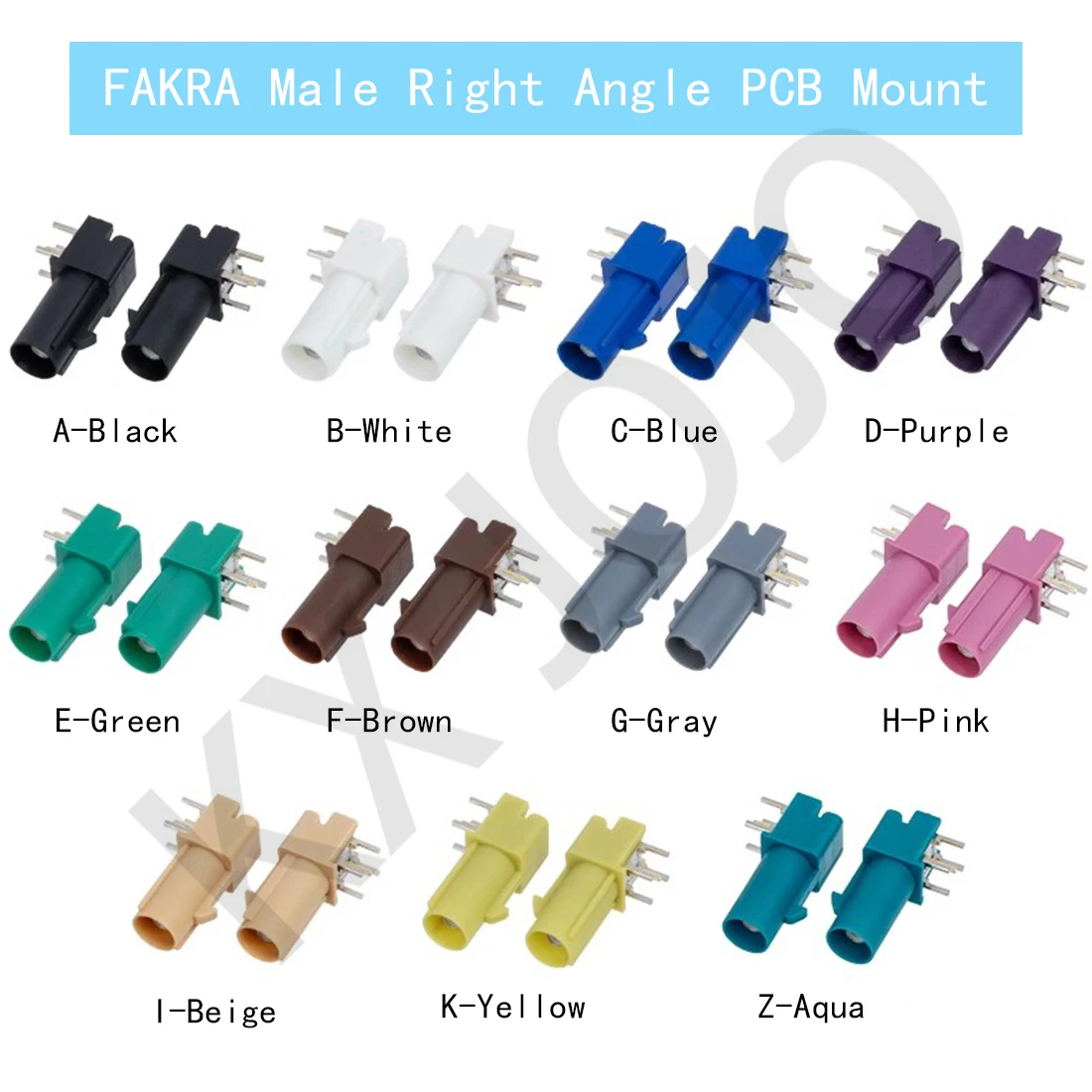 

FAKRA Male Connector PCB Mount Edge Plug Right Angle 90° Solder Adapter Connector