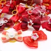 10/20PCS Puppy Bows 2024 New Red Series Dog Bows With Rubber Bands Pet Accessories For Dogs and Cats Handmade Cute Dog Bowknots 6