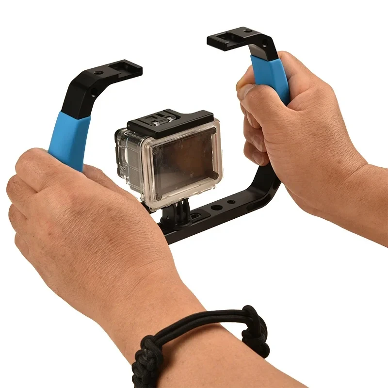 DJI 액션 카메라 교체용 GoPro용 콜드 슈 및 랜야드가 포함된 새로운 다이빙 핸드헬드 스태빌라이저 브래킷