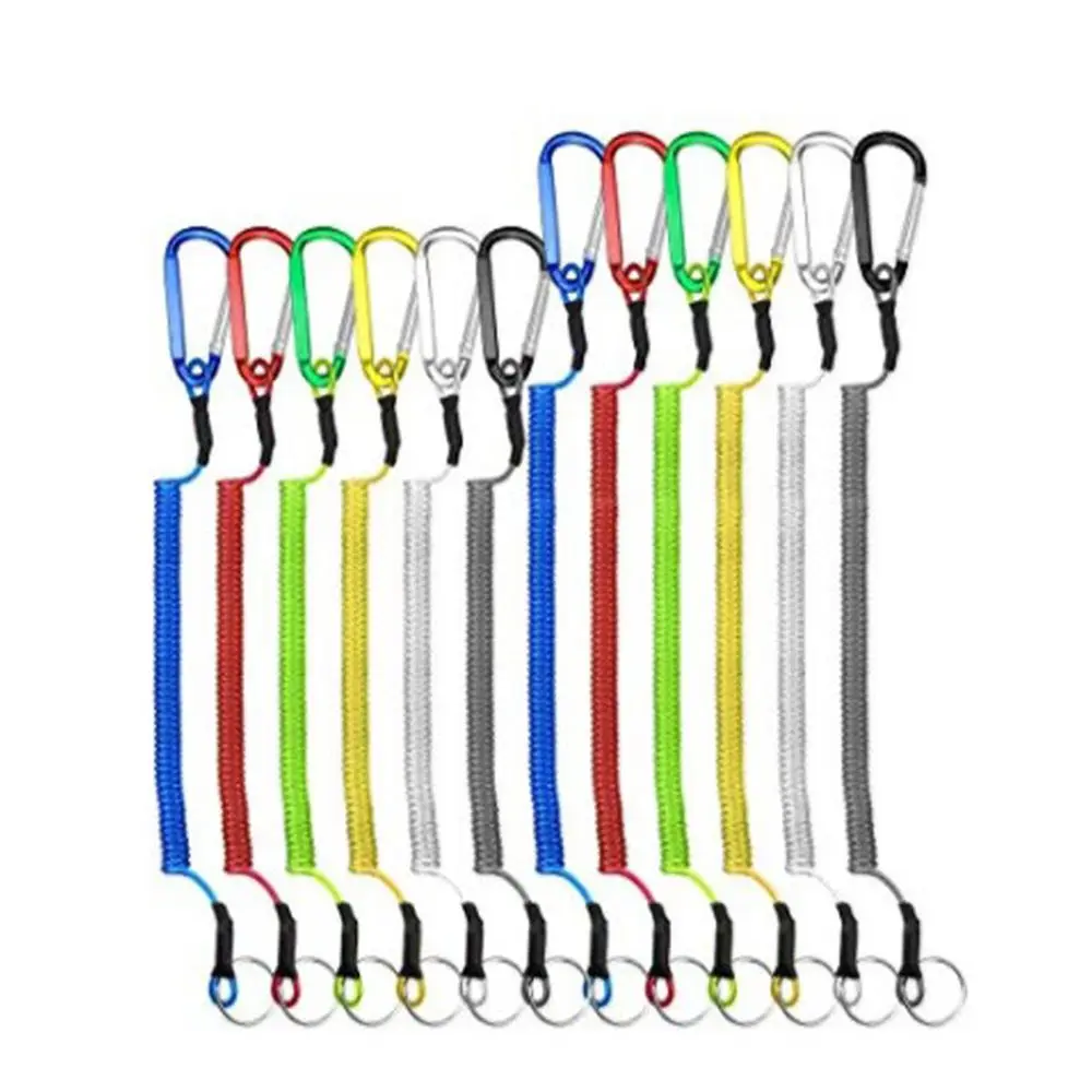 Hiking Flexible Fishing Accessories Tackle Anti-lost Retractable Outdoor Carabiner Lanyard Spring Rope Fishing String