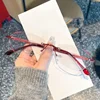 Fashion Frameless Cutting Edge Reading Glasses Red and Purple Starlight Fine Flash Presbyopia Eyewear Anti Blue Light Glasses 3