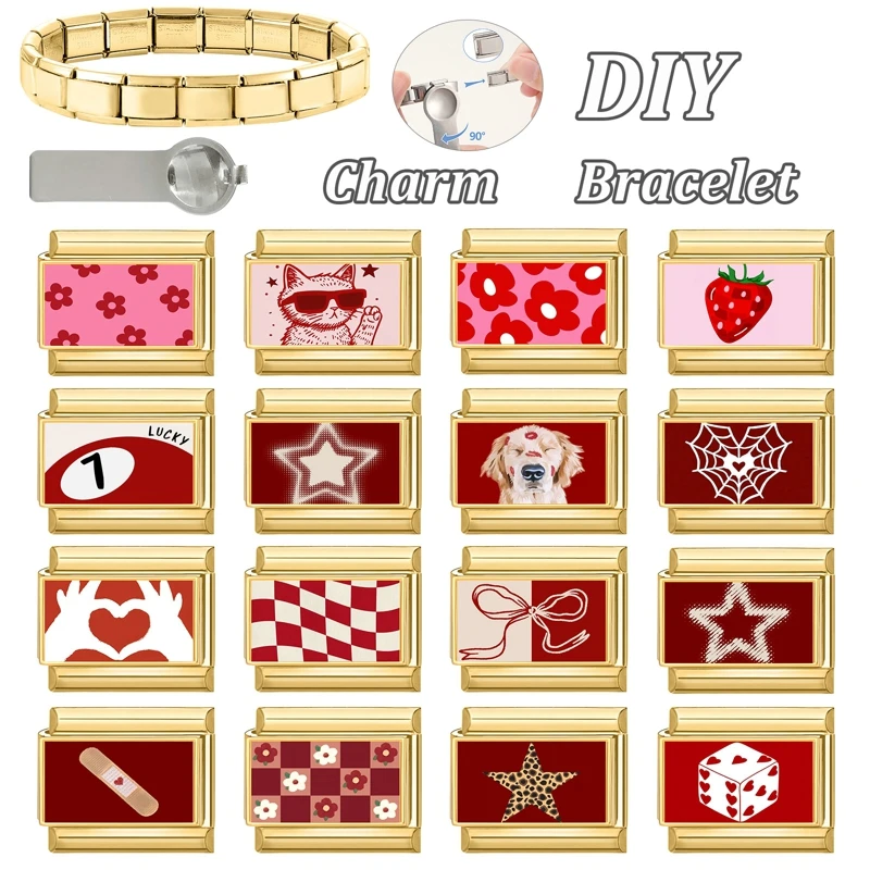 Italian Charm Links Stainless Steel Bracelet Fashion Jewelry