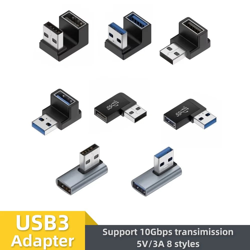 USB Adapter 90 Right Angle USB 3.0 Extension Upward Elbow 10Gbps Male to Female Extension Plug Converter For PC
