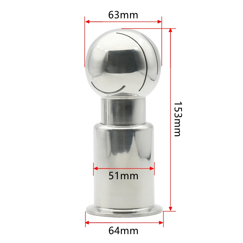 1 "1,5" 2 "2,5" drei Clip 304 316L Edelstahl Rotary Spray Reinigungskugel, geeignet für CIP kann selbstgemachtes Bier – Detail 7