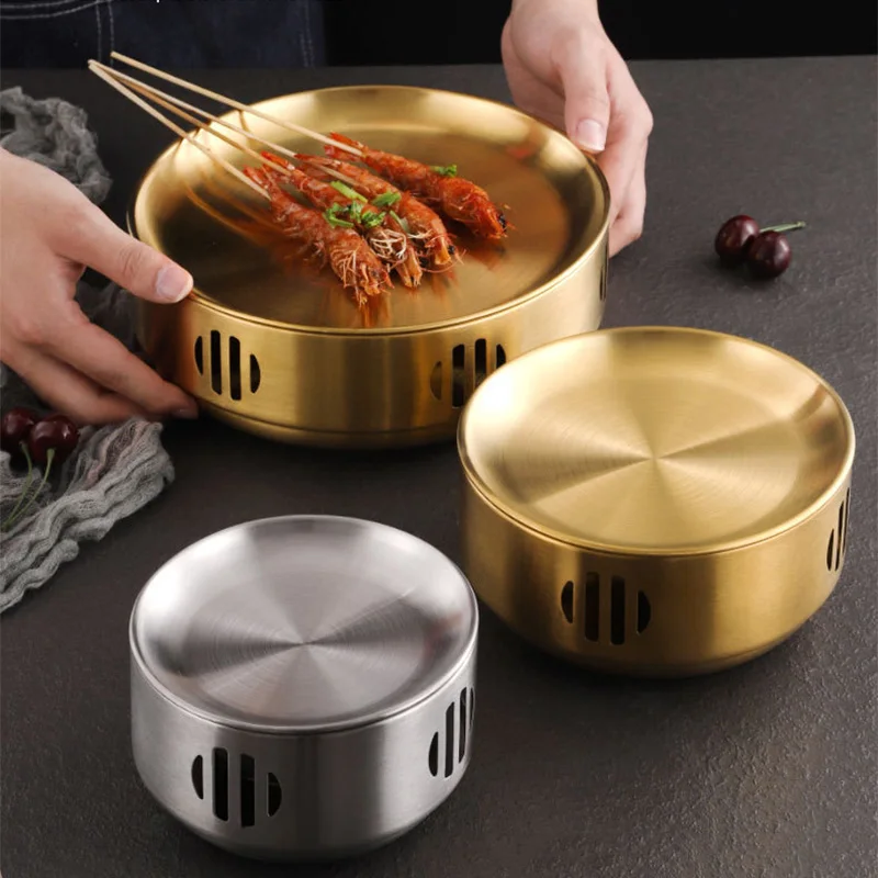 Grill barbecue rack Korean 304 stainless steel grill barbecue rack roast meat plate dry pot tray bar restaurant tableware 1 Pc