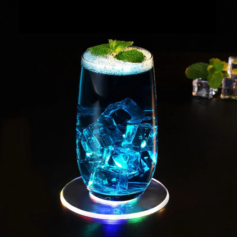 LED Coaster Acrylic Bar Cocktail Flash Base Mats Crystal Ultra-Thin For Bar Table Decoration Accessories