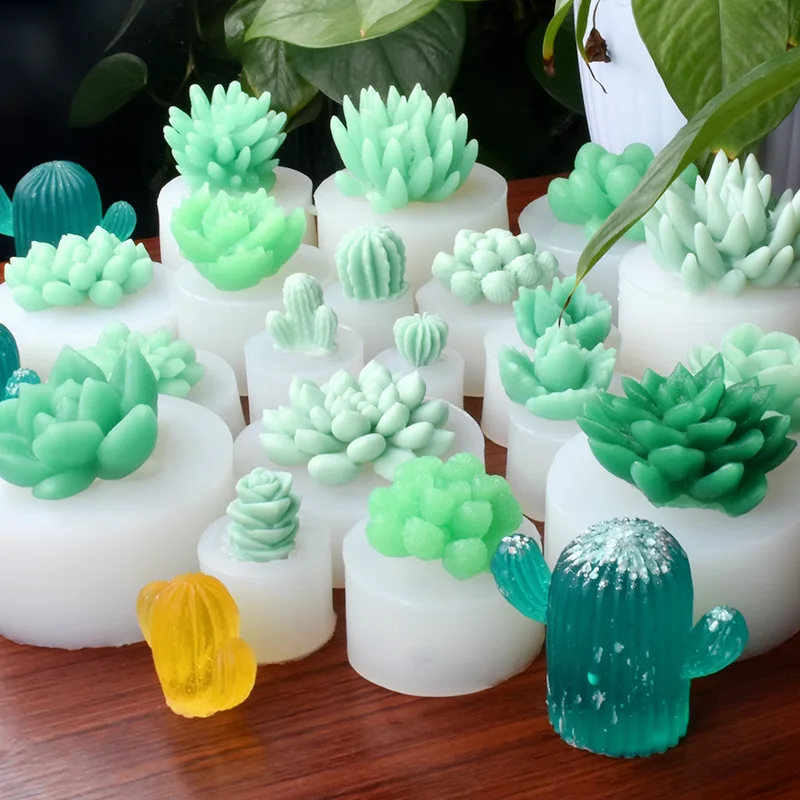 Silicone Succulent Mold Simulation Fondant 3D Three-dimensional Candle Aromatherapy Mould Micro-landscape Cactus Ornament Model