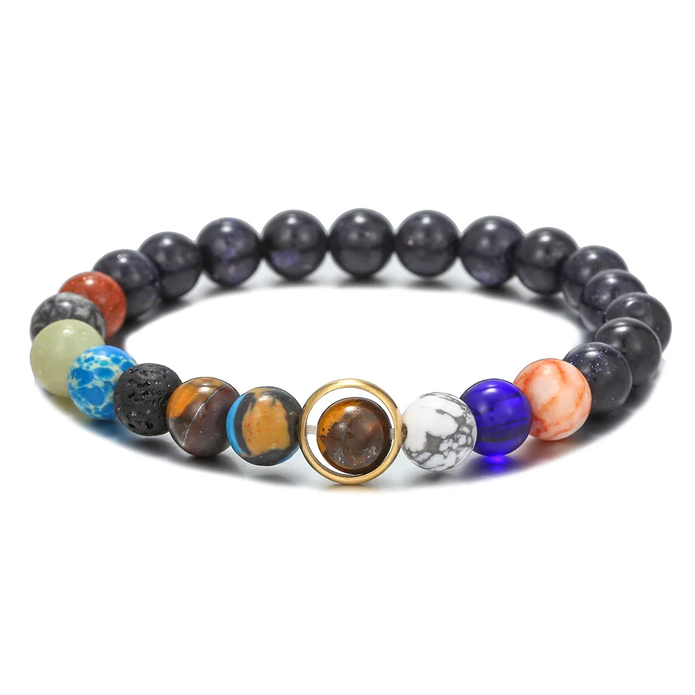 Creative Universe Solar System Bead Bracelet for Men Women Yoga Round Stone Crystal Couple Wristband Friendship Gift Jewelry