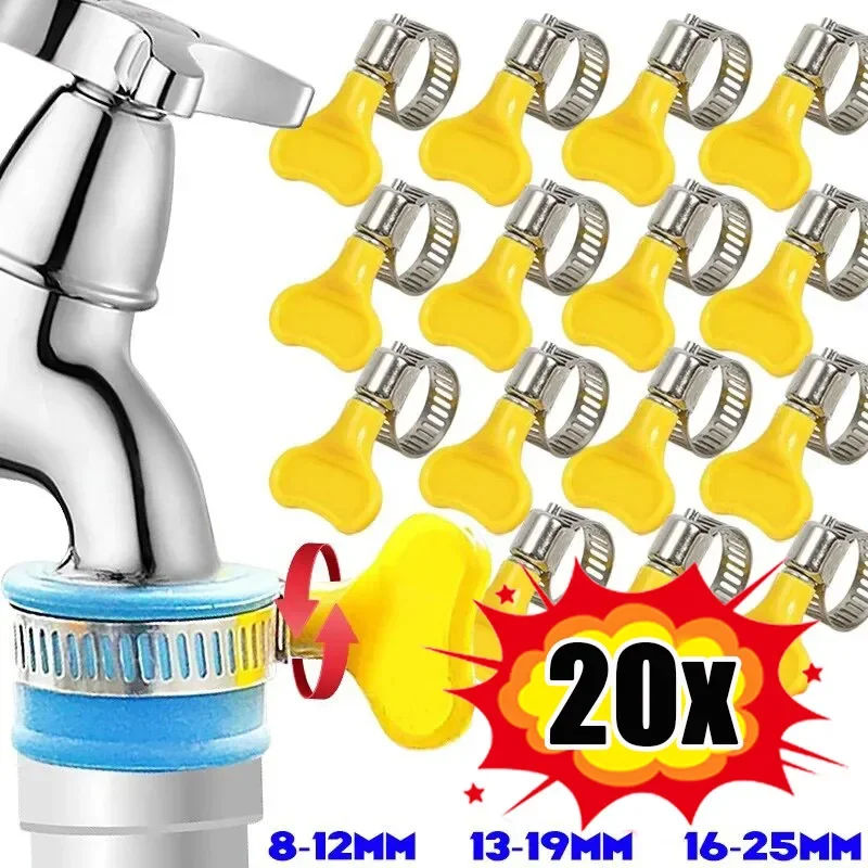 Worm Gear Hose Clamp Handle Adjustable Key Clamp Plastic Tube Clip Stainless Steel Water Pipe Automotive Mechanical hose clamps plastic clamps pipe clamps