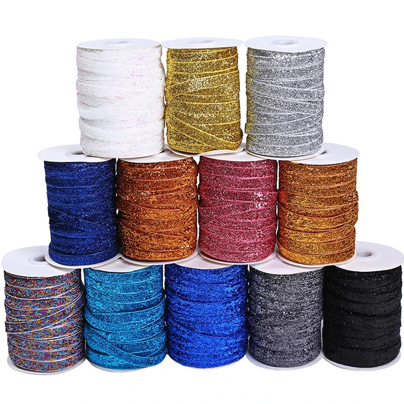Ribbon Decoration 10Yards 10mm Multicolor Shimmer Velvet Ribbon for DIY Craft Hair Bow Wedding Decor Christmas Gift Wrapping