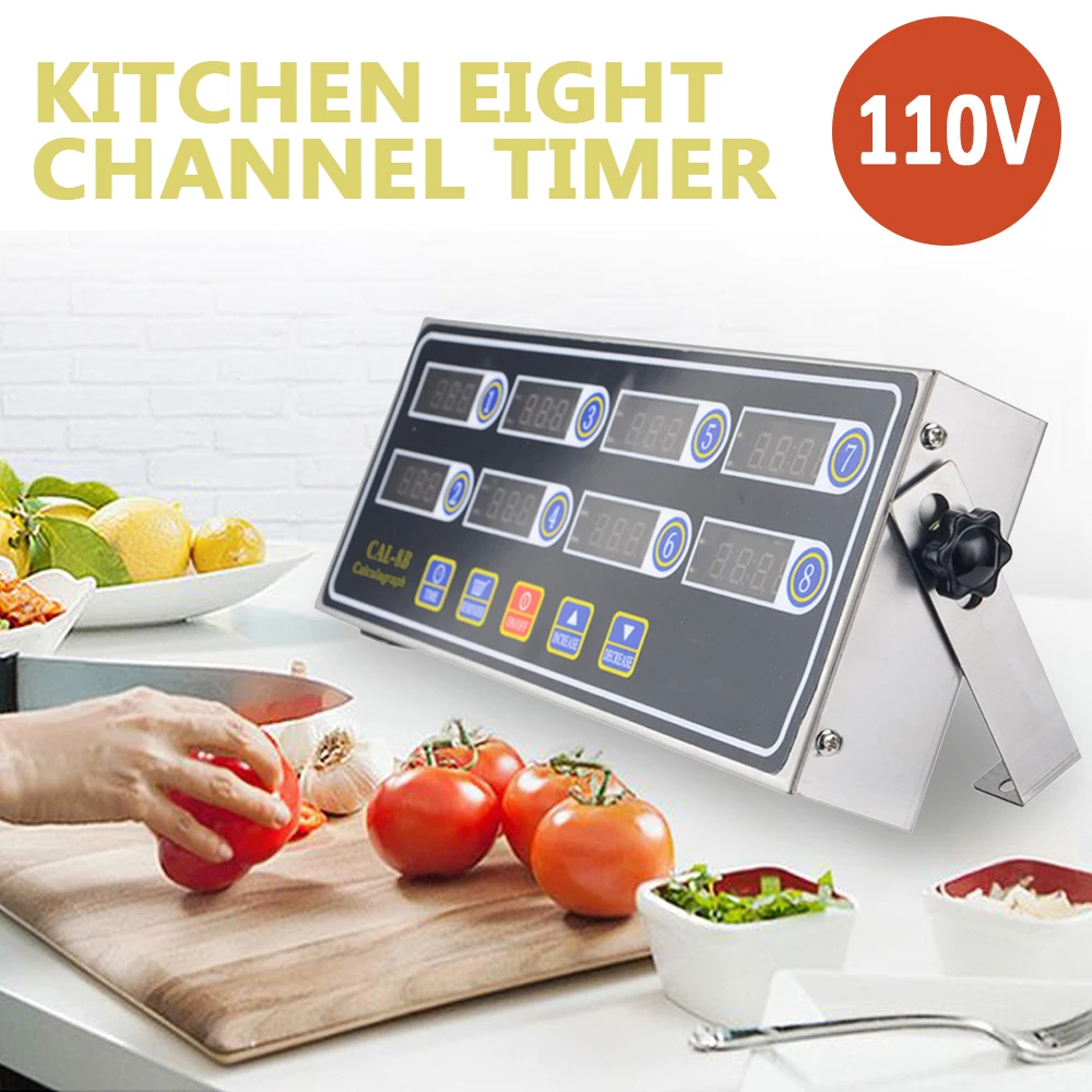 Stainless Steel Digital Cooking Timer 8 Channels, 3 Stage Reminder ...
