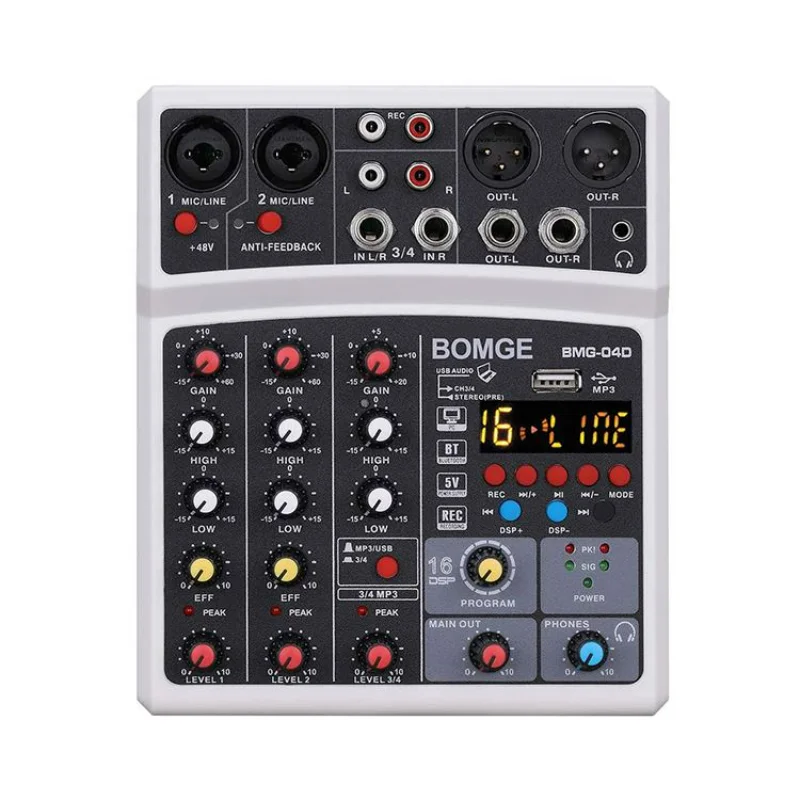 

Wholesale Professional 4 Channel USB Audio Mixer Console Stereo Recording DSP Processor For Studio DJ