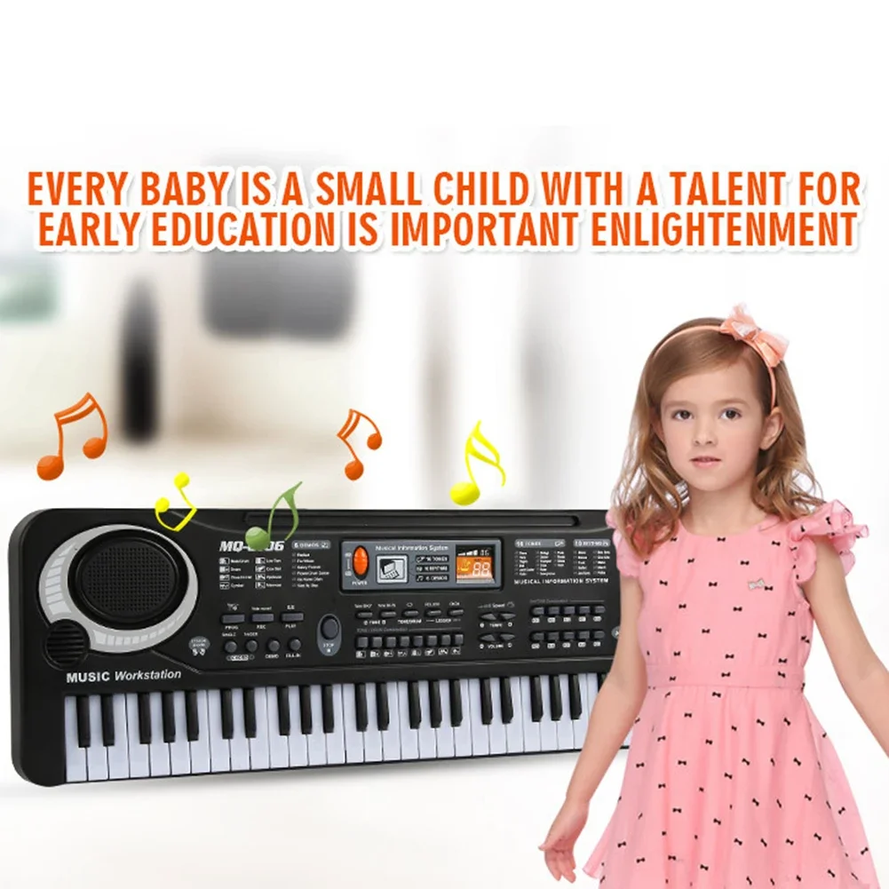 Portable 61 Key Electronic Keyboard Piano with Microphone for Kids