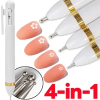1PC Nail Point Diamond Pen 4-in-1 Nails Art Dotting Tools 4Sizes Balls Draw Painting Dot Flower Petal Rhinestones Manicure Tools 1