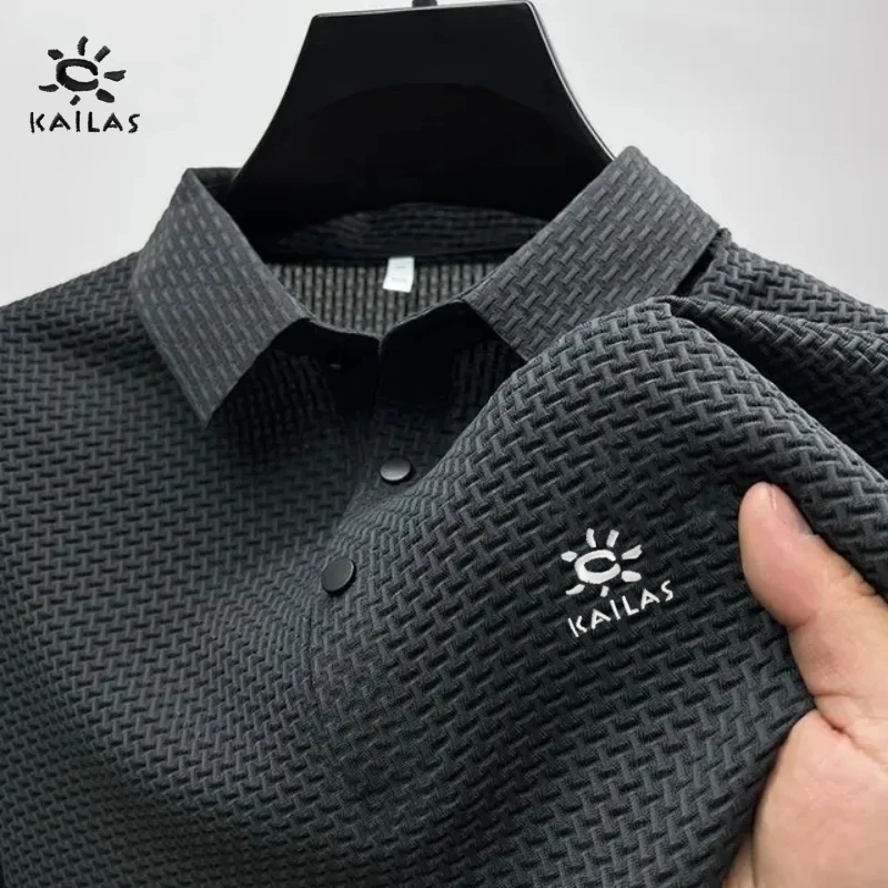 Summer New Embroidered Silk Elastic Polo Shirt for Men's Luxury Trend Fashion Leisure Breathable Cool Short Sleeved T-shirt Top 6