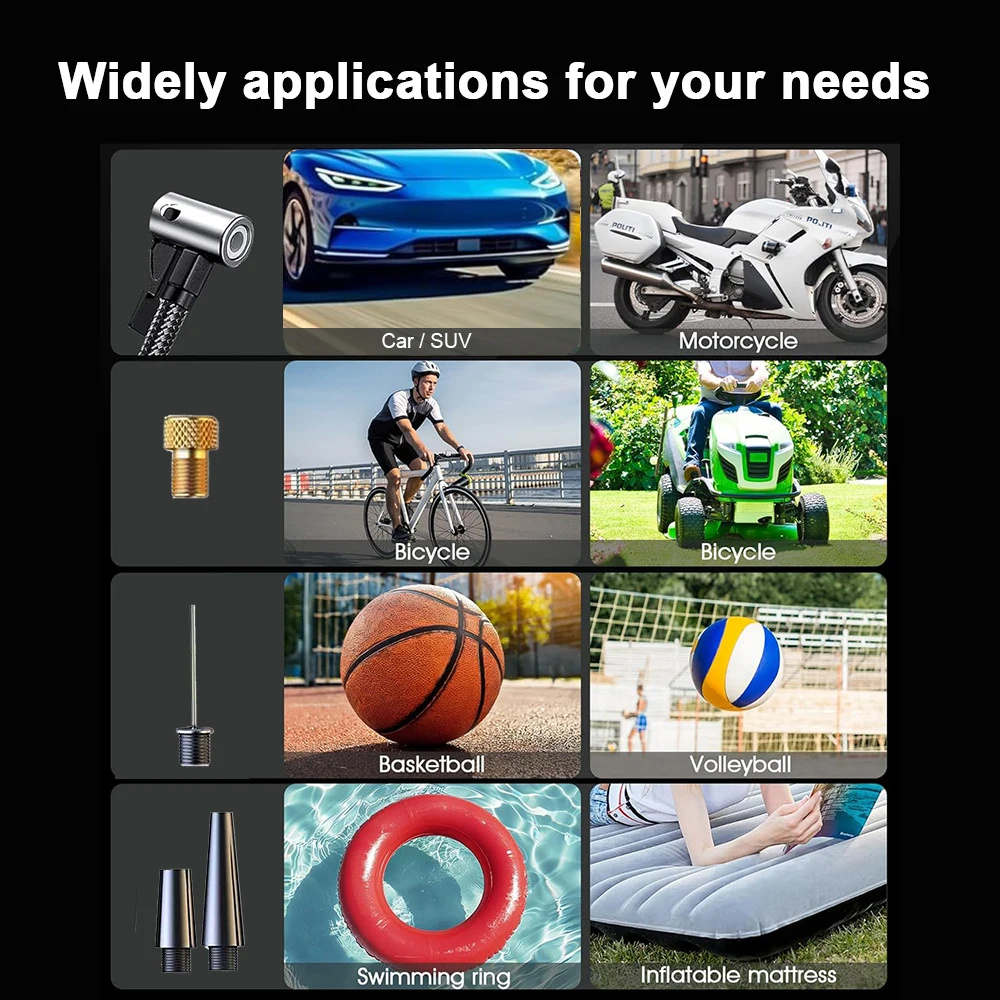 Portable Tire Inflator for Cars Bicycles Motors Balls Mini Air Pump Compressor with Digital Display Tire Pressure Monitor 120W