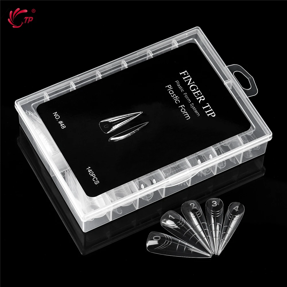 Nail Extension System TP 70pcs/140pcs Clear Dual Form Full Cover Quick Building Gel Molds False Tip Manicure Tools