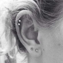  16G Forward Helix Earring Cartilage Tragus Earrings Stud Stainless Steel & Clear Flexible Lip Rings Labret Studs Monroe Piercing 