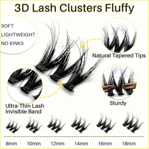 uCoolMe Lashes ECOLIFELIKE 3D Ultra-Thin Band Fluffy Wider Span Lash Cluster Home DIY Voluminous Natural Look Eyelash  Extension - Image 2