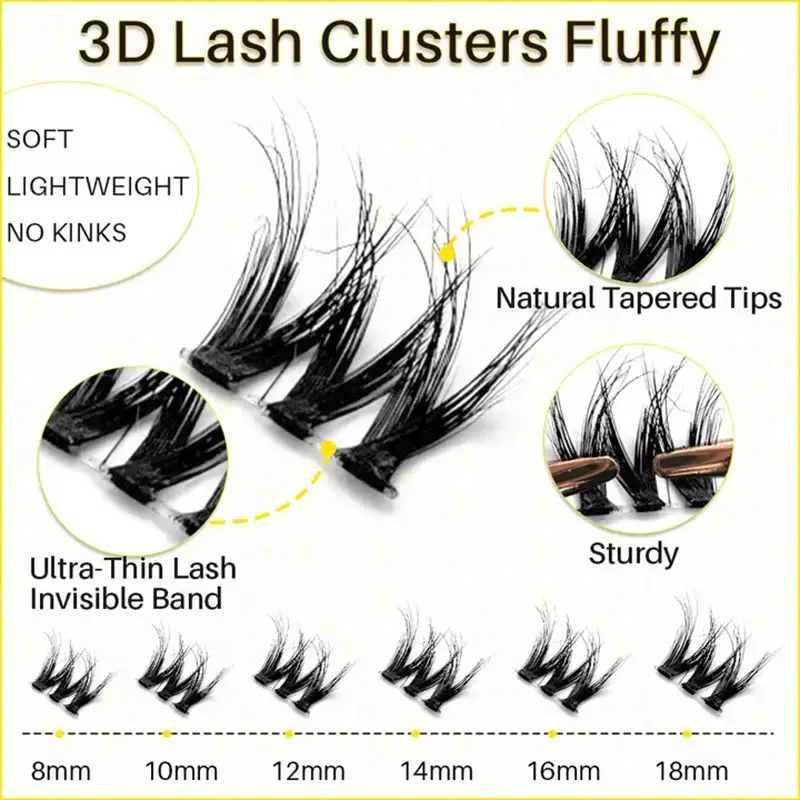 uCoolMe Lashes ECOLIFELIKE 3D Ultra-Thin Band Fluffy Wider Span Lash Cluster Home DIY Voluminous Natural Look Eyelash  Extension - Image 2