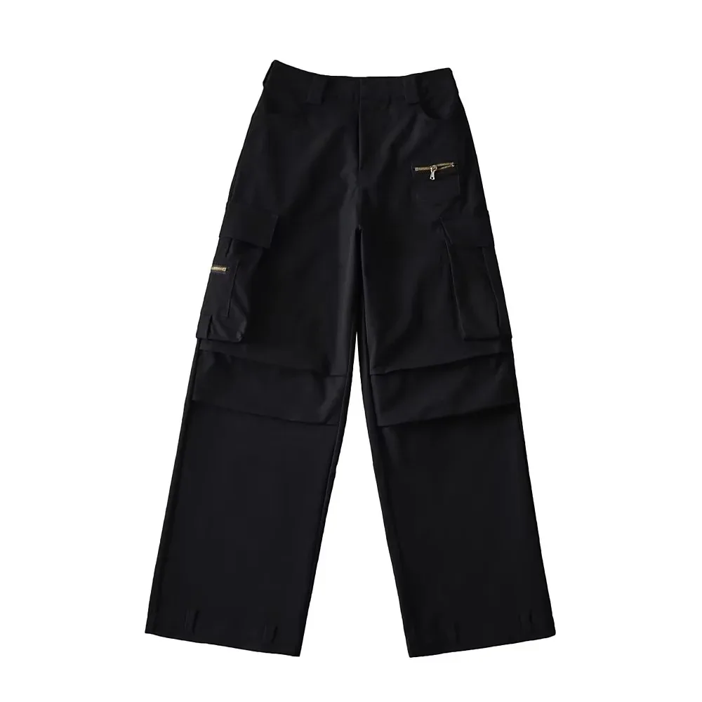 Three-dimensional Multi-pocket Cargo Pants Women's High Waist Loose Slimming Straight Casual Pants Trend