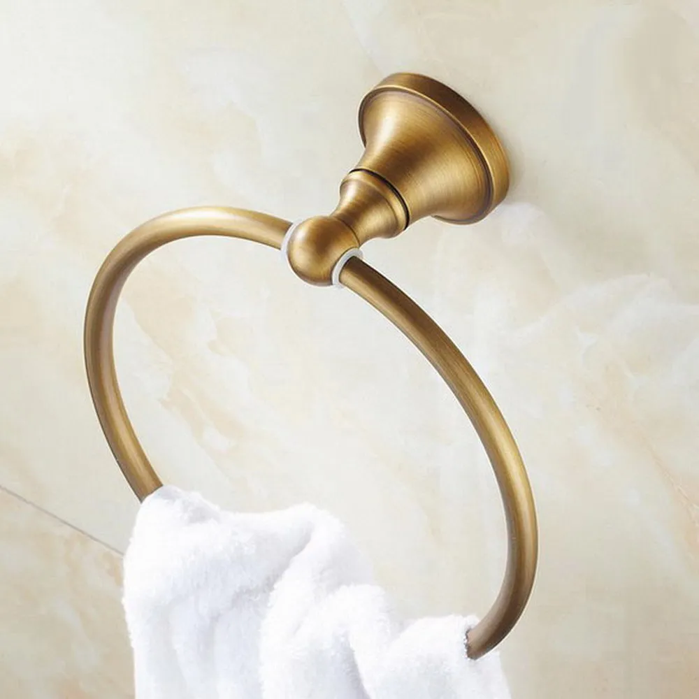 Vintage Antique Brass Bathroom Wall Mounted Towel Ring Holder Bathroom Accessories Bath Hardware Fittings mba130