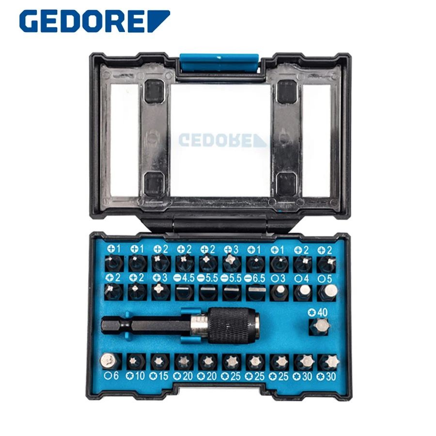 

GEDORE 32 Piece Bit Set with Bit Holder and Screwdriver Inserts 1/4" Bit Holder with Quick-Grip System NO.666-032-A