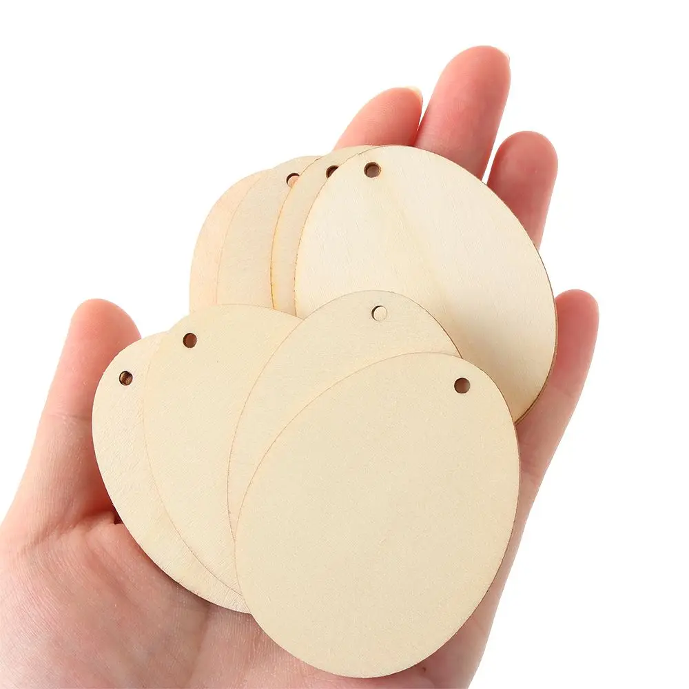 Wood Easter Ornaments Natural Graffiti Hanging Decorations
