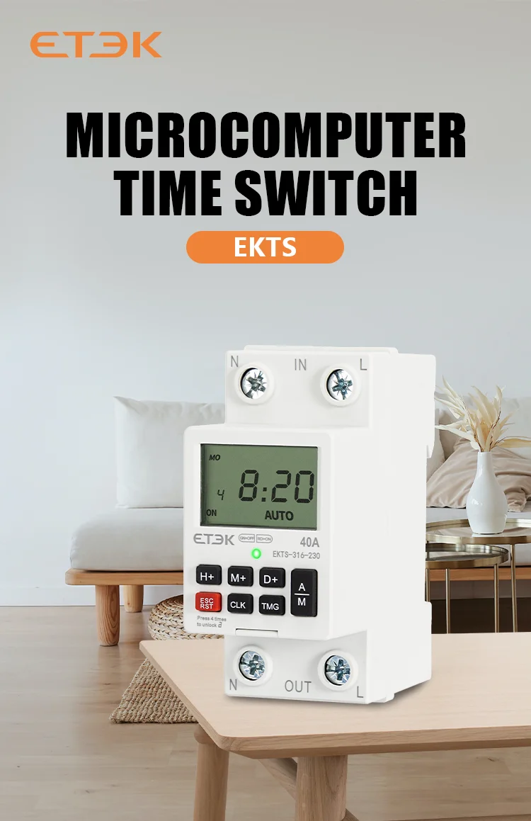 220V DIN rail 40A 2p with battery 7 day countdown timer Sunday hour programmable