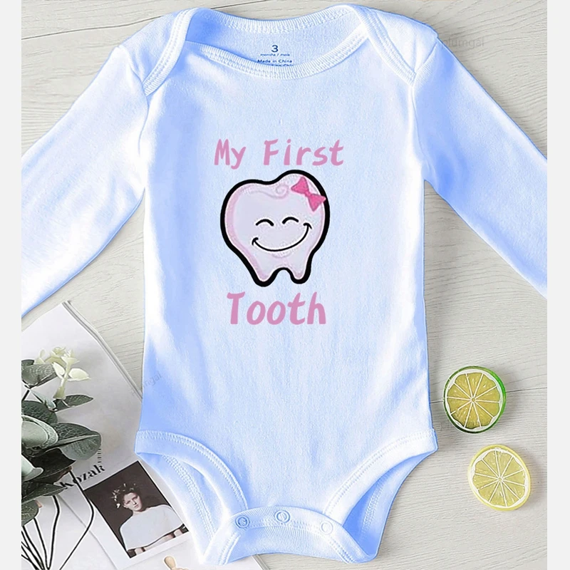 Cotton Bodysuit for Newborns Baby Clothes Newborn Girl Outfit Long Sleeve Toddler Jumpsuit Print First Tooth Baby Girls Clothing Baby Bodysuits are cool Baby Rompers