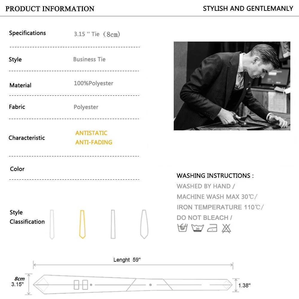 Gestreifte Hochzeitskrawatte für Männer