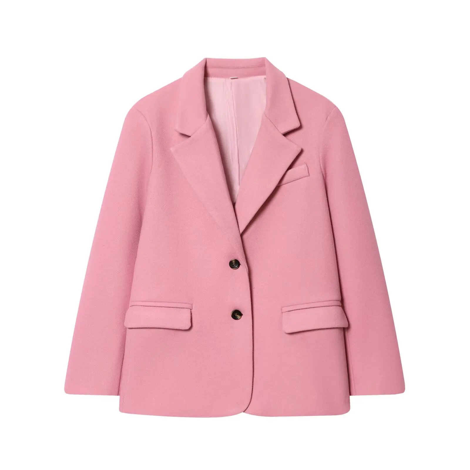 Women's Pink Blazer Jacket Chic Fashion Lapel Single-Breasted Casual Blazers Coat Female Autumn Winter New Outerwears ﻿
