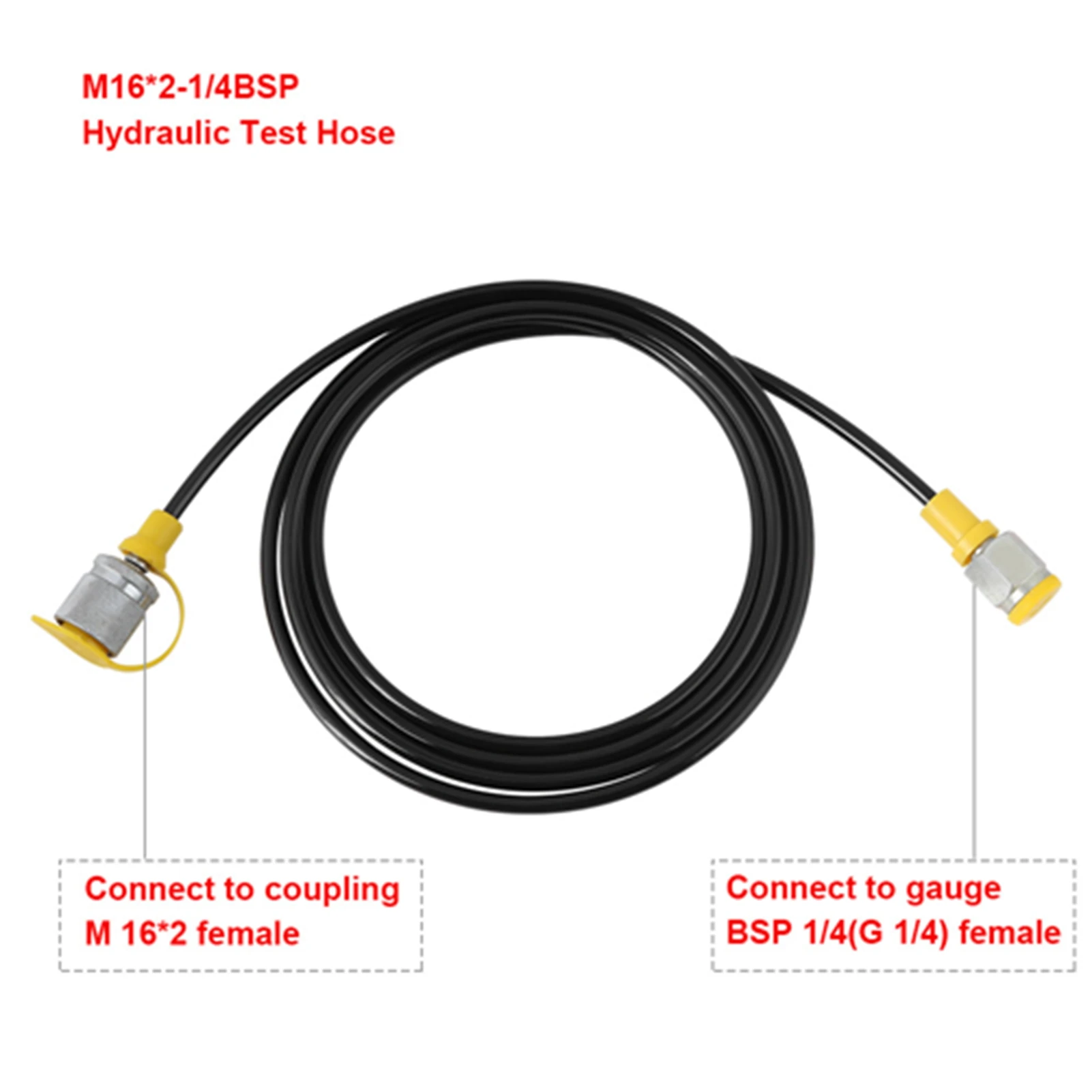 Hose Point Coupling Hydraulic Pressure Test Hose 2.0m/6FT (M16*2-1/4BSP)Testing Coupling Point Test brass hose barb valve,brass pipe fitting,brass hose barb adapter,hose barb fitting