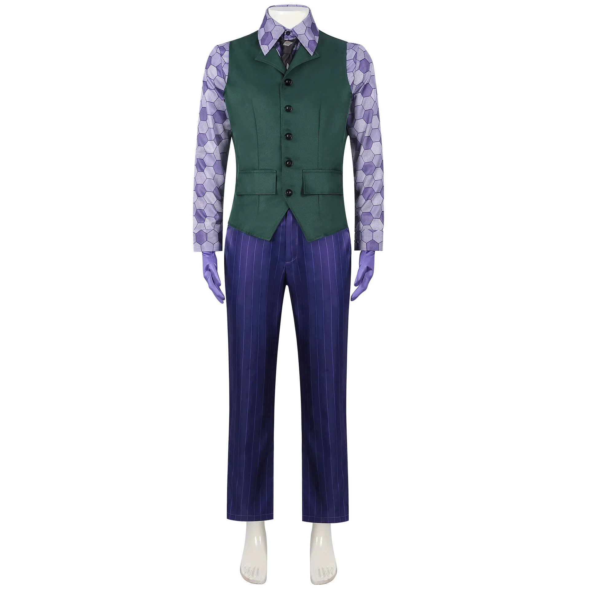 The Dark Knight Cosplay Costume Clown full set Coat Shirt Vest Tie