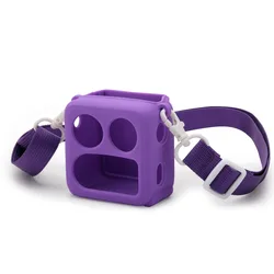 Shockproof Silicone Protective Case with Shoulder Strap - Anti - Drop, Soft, Waterproof Carrying Organizer Bag (Purple)