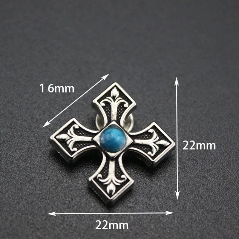 Description Picture 3 of item22mm Turquoise Cross Leather Decorative Buckle Conchos Button Leather Craft Goods Screw Back DIY Leathercraft Accessories
