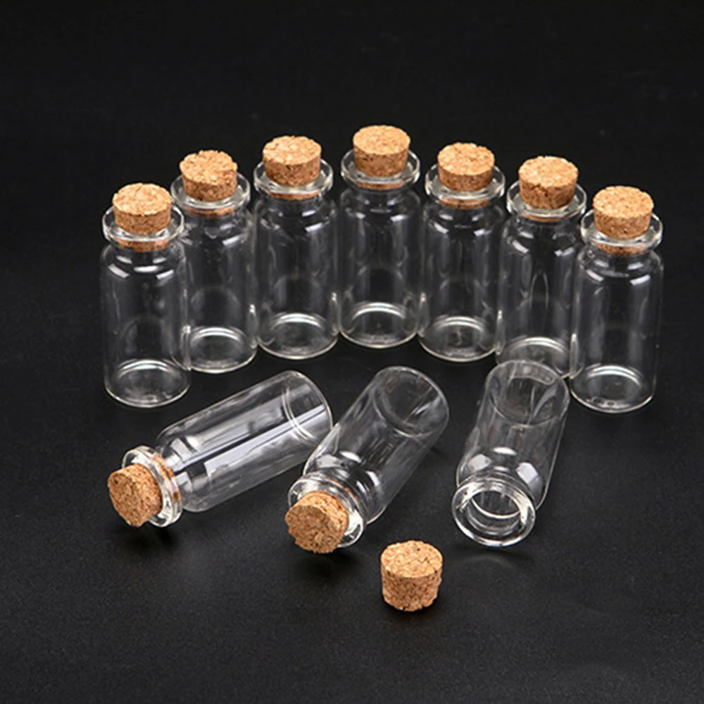 10ks mini sklo lahve průhledná wishing lahve korek zarážka úložný láhev kreativní bonbóny dózy DIY nádobu svatební dekorace