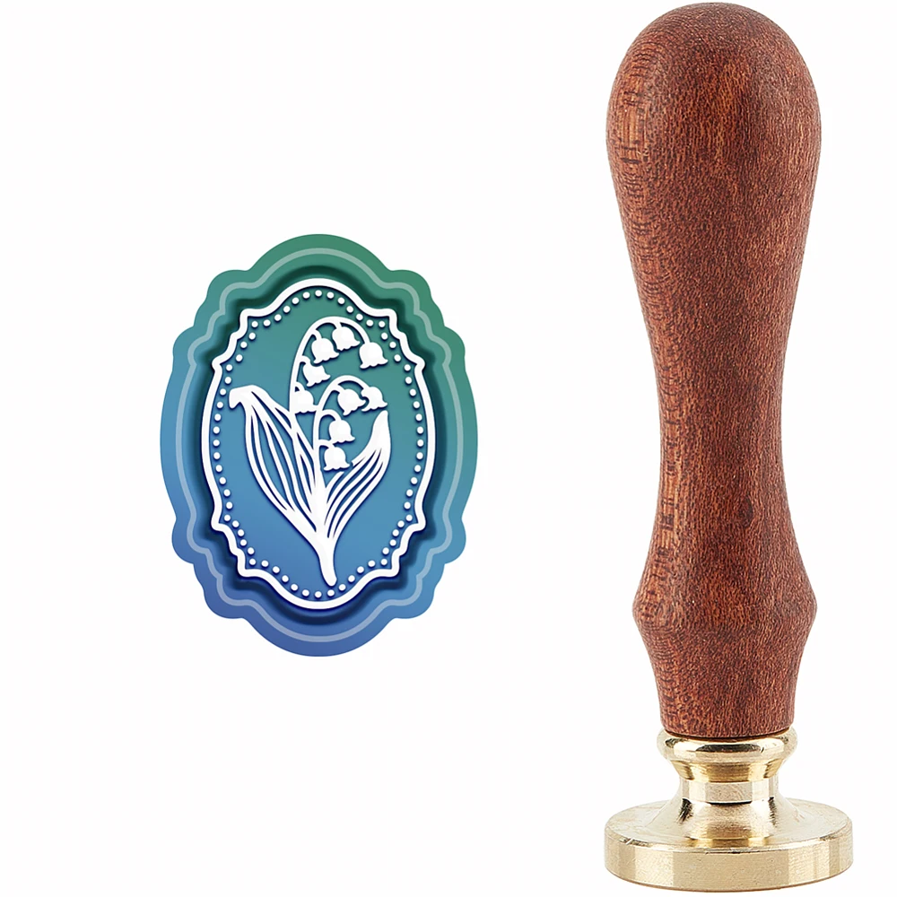 

1PC Wax Seal Stamp Lily of The Valley Sealing Wax Stamps Flowers Retro Vintage Removable Brass Stamp Head with Wood Handle