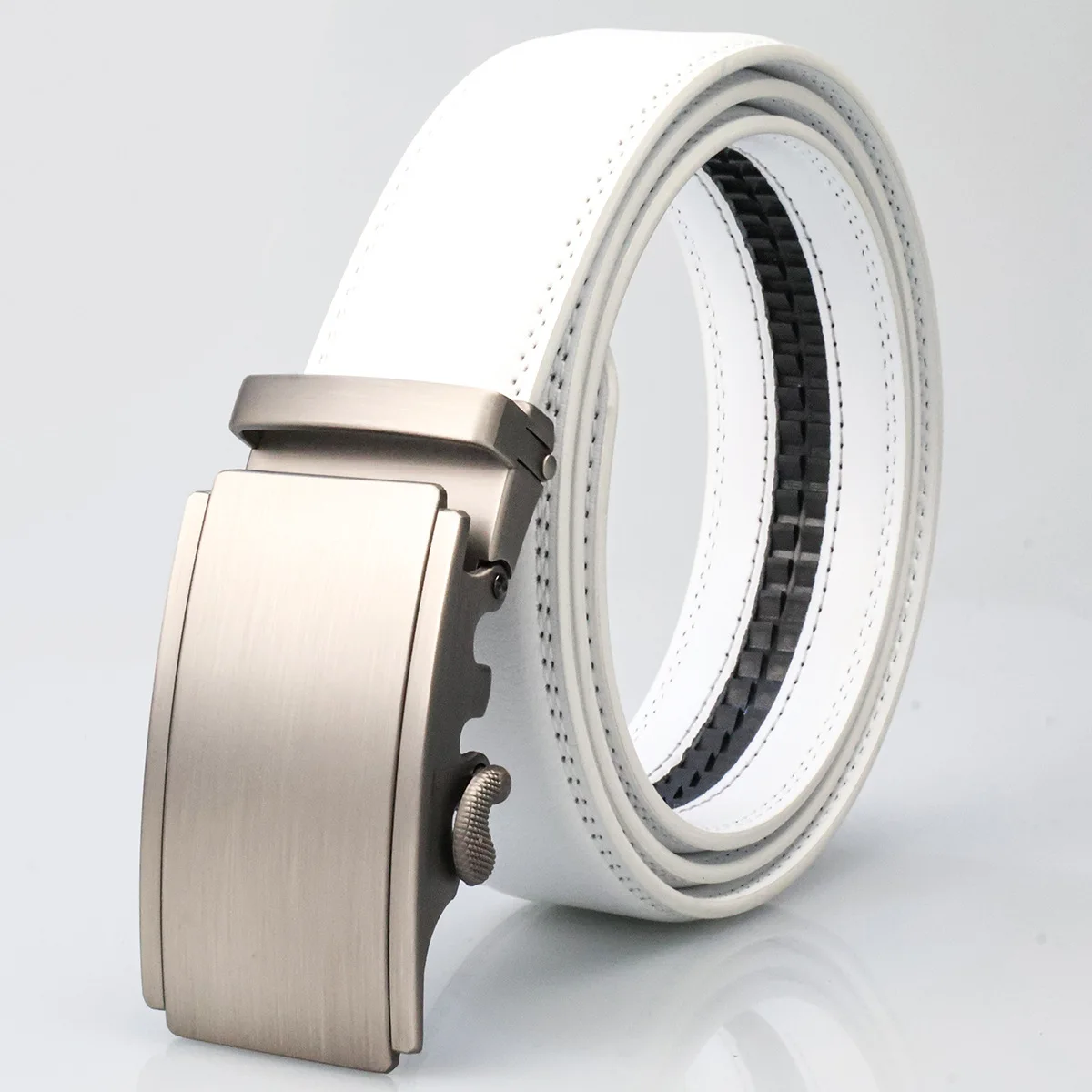35mm Width Men's Belt Business Formal Real Cow Leather Ratchet Belt High Quality Metal Automatic Buckle For Man