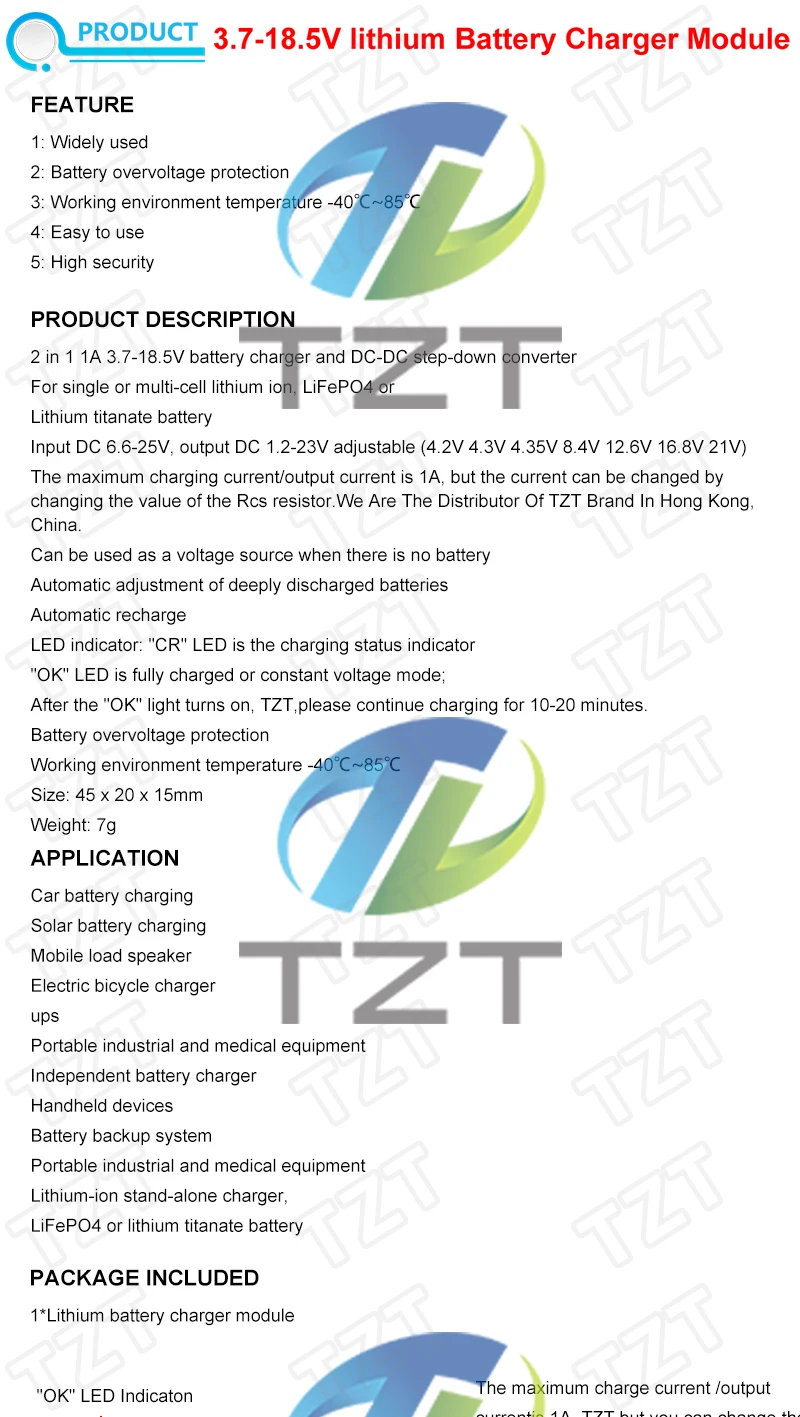 DIYTZT DD28CRTA 1A 3,7-18,5 V Ladeplatine für Lithiumbatterien oder Lithiumbatterien, Batterielademodul – Detail 1