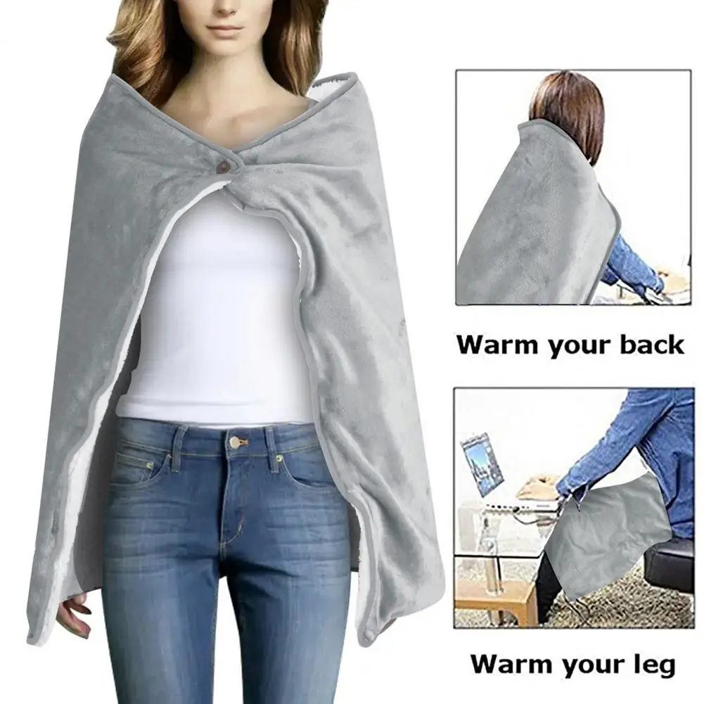 Electric Blanket Usb Shawl Blanket with Button Closure Low Voltage Electric Heating Cape Pad for Winter Warmth Quick Charge