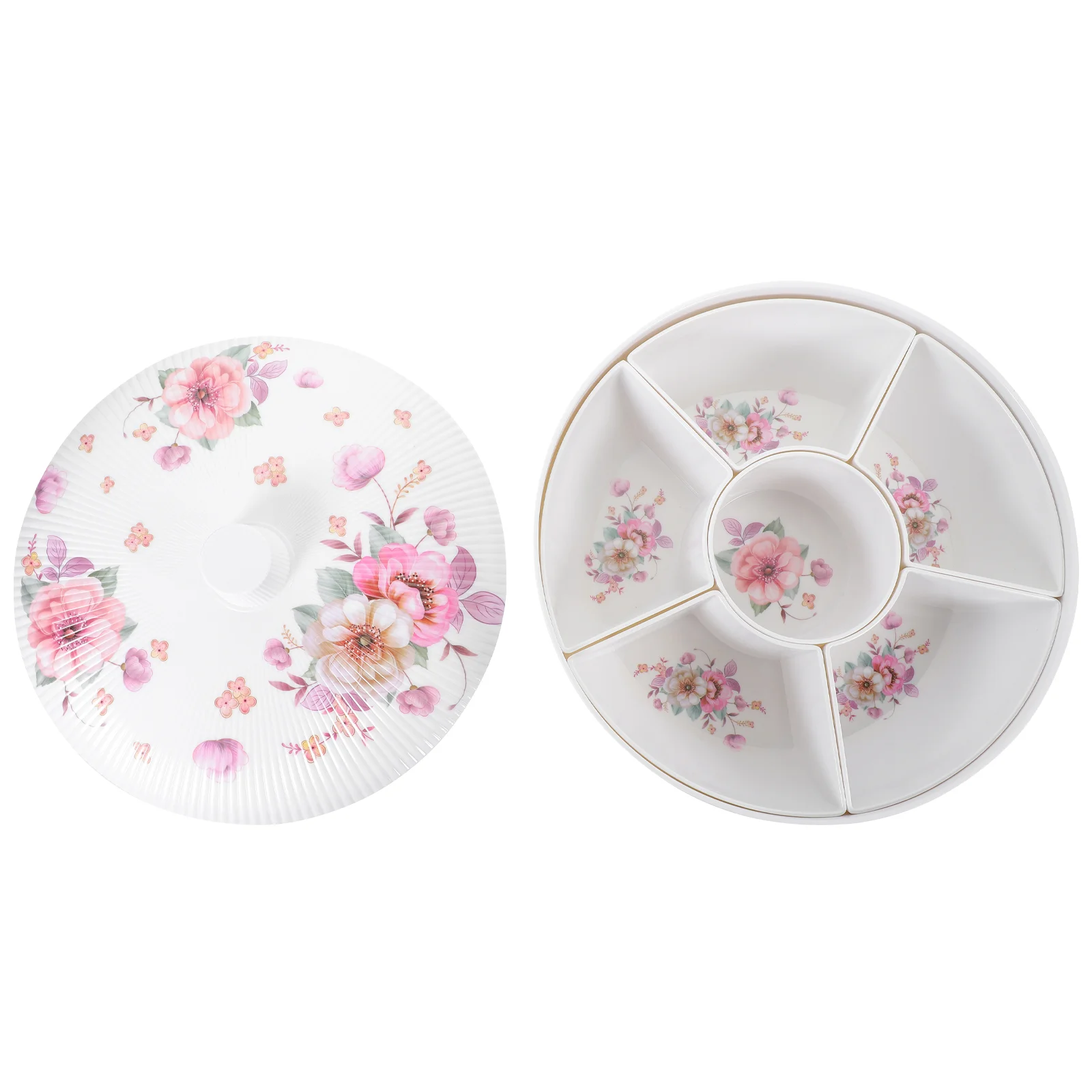 

Fruit Trays Serving for Parties Divided with Lid Christmas Round Chips Dish Melamine Dishes Treat Containers