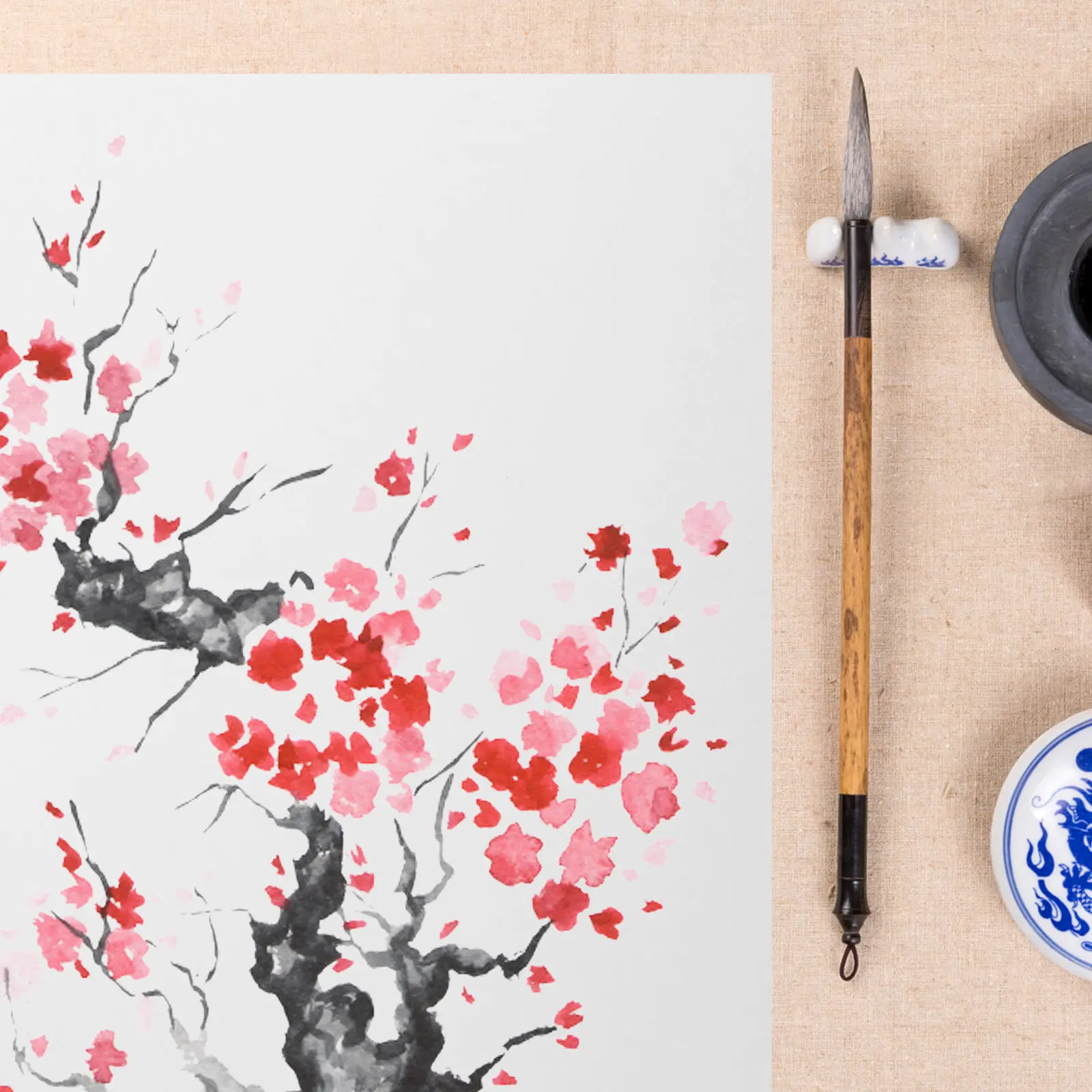 10 장 직사각형 두꺼운 서예 용지 잉크 그림 서예 연습 쓰기 예술을위한 프리미엄 중국어 Xuan 종이