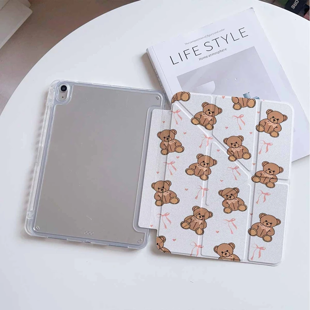 Charming Teddy Bear Tablet Case with Pen Slot - Protective Cover